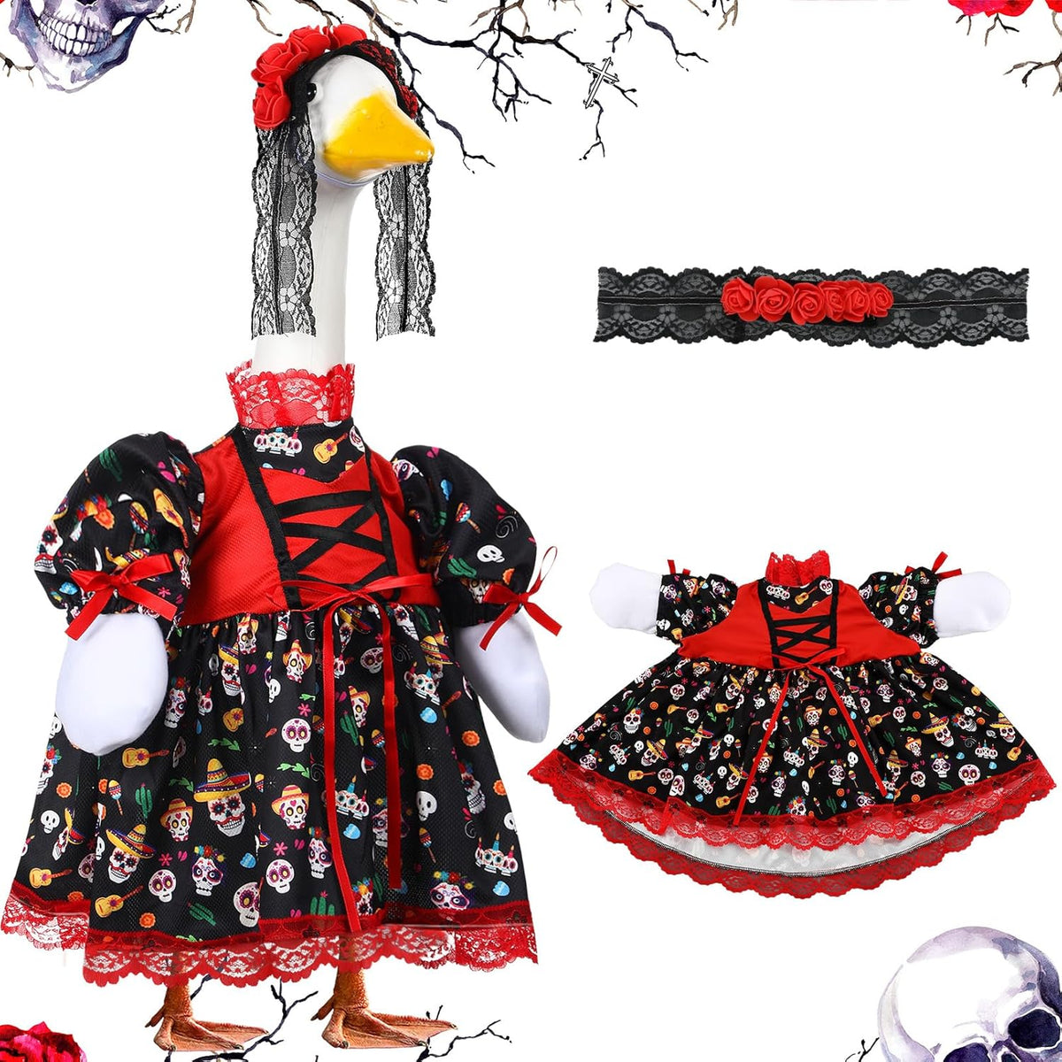 Suzile Halloween Goose Outfit Dresses Clothes for 23" Dia De Los Muertos Cement or Plastic Porch