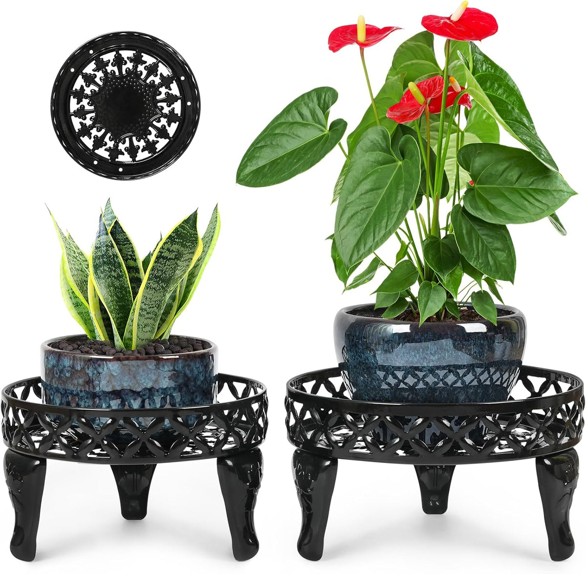 Metal Plant Stand Indoor Outdoor,2 Pack Heavy Duty Iron Plant Stands for Indoor/Outdoor,Low Round