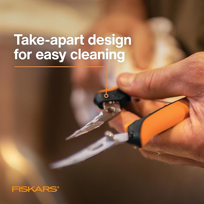 Fiskars Curved Micro-Tip Pruning Snips - 6" Garden Shears with Sheath and SoftGrip Handle - Yard