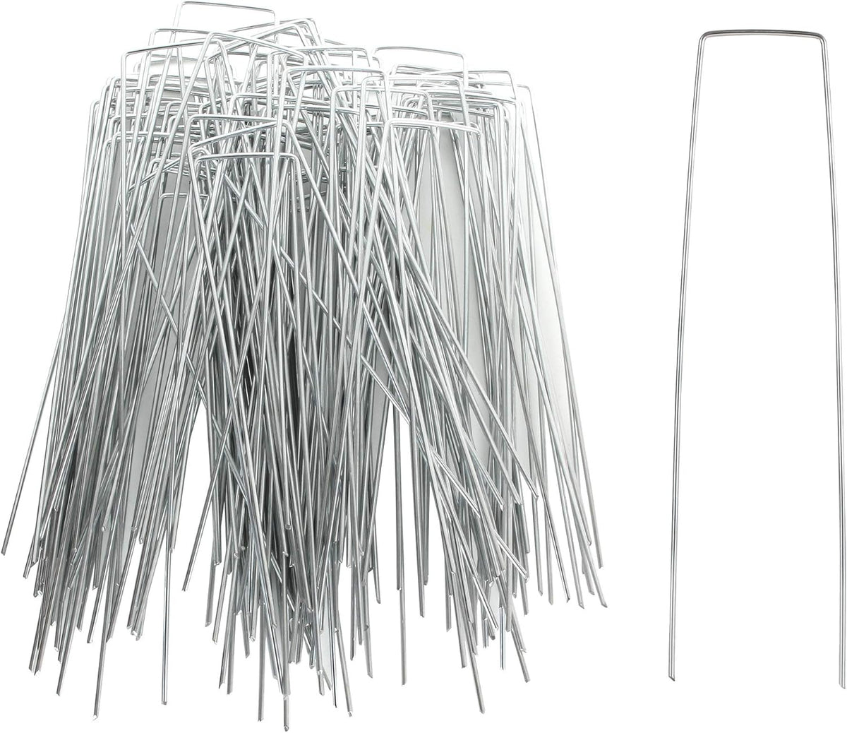 200 Pack 8 Inch Landscape Staples - Heavy Duty 11 Gauge Galvanized Steel Garden Stakes Staples