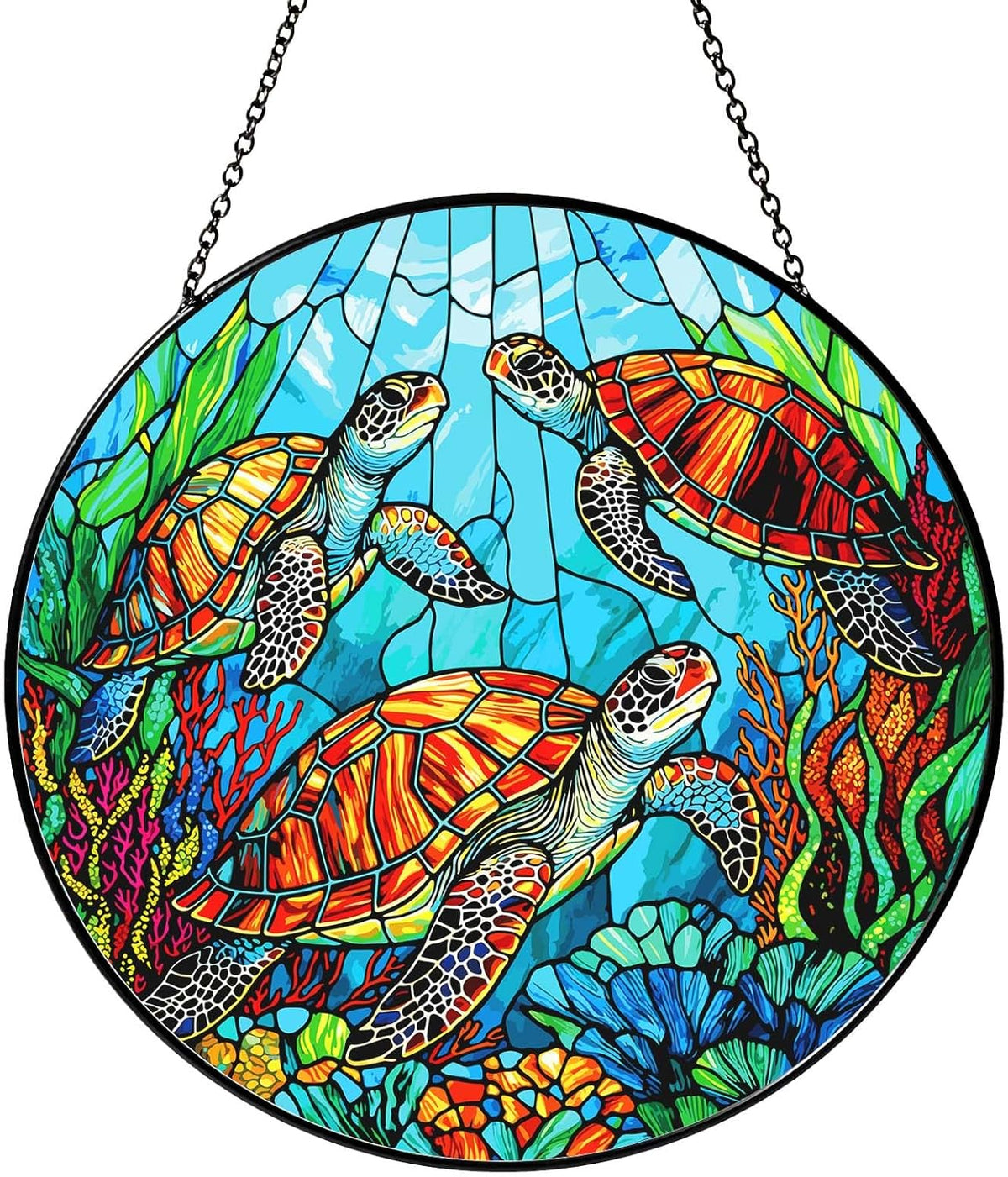 Sea Turtle Stained Glass SunCatcher Window Hanging Sea Turtle Gifts for Women Handmade Sun Catcher