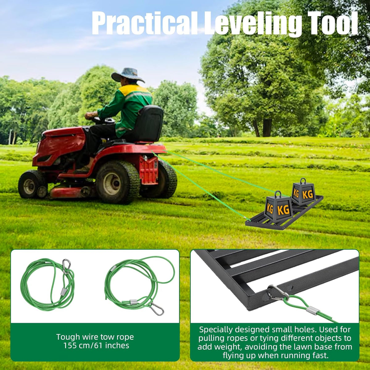 Lawn Leveling rake 34.1"x9.4" Levelawn Tool with 70.5" Adjustable Long Handle Heavy Duty Landscape