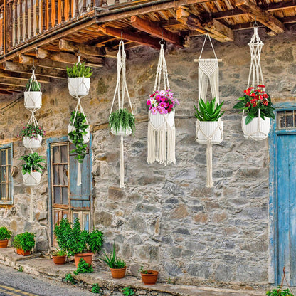 SFENNGPET Macrame Plant Hangers, 6Pack Hanging Planters for Indoor Plants