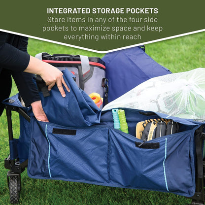 TIMBER RIDGE Tailgate Collapsible Folding Wagon Cart, Heavy Duty Utility Push Pull Beach Wagon