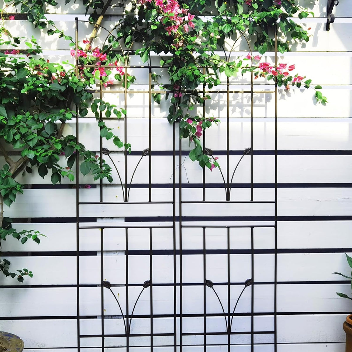 4 Pack Metal Garden Trellis 71" Black Fence Rustproof Garden Trellis for Climbing Plants Support
