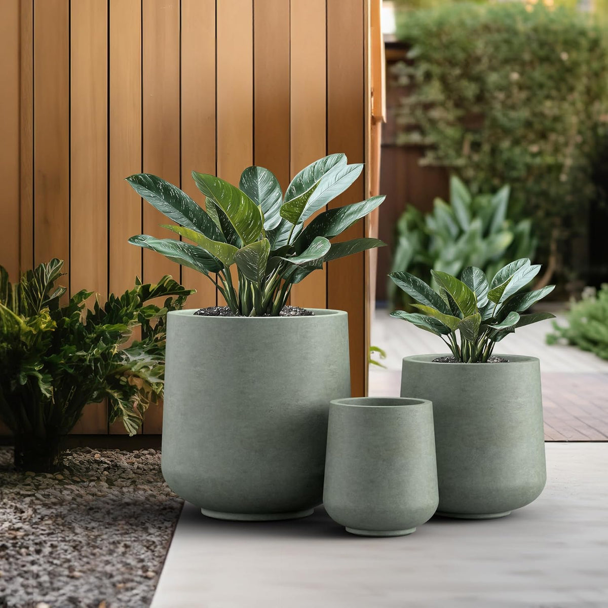 Kante 15.3"+11.6"+8.2" Dia Round Concrete Planter, Large Outdoor Indoor Planter Pots Containers