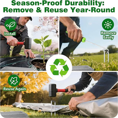 AMAGABELI GARDEN & HOME 6 Inch 50 Pack Galvanized Landscape Staples 11 Gauge Anti-Rust Heavy Duty