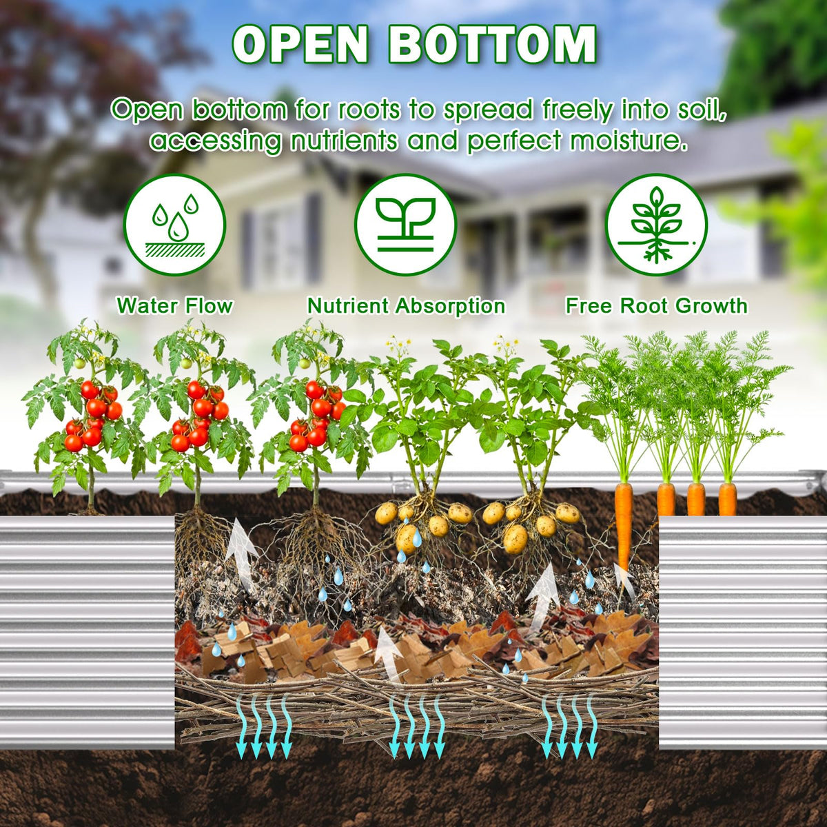 Tegarbed 6x3x2ft Raised Garden Bed, Deep Root Planter Box, Silver,1 Pack