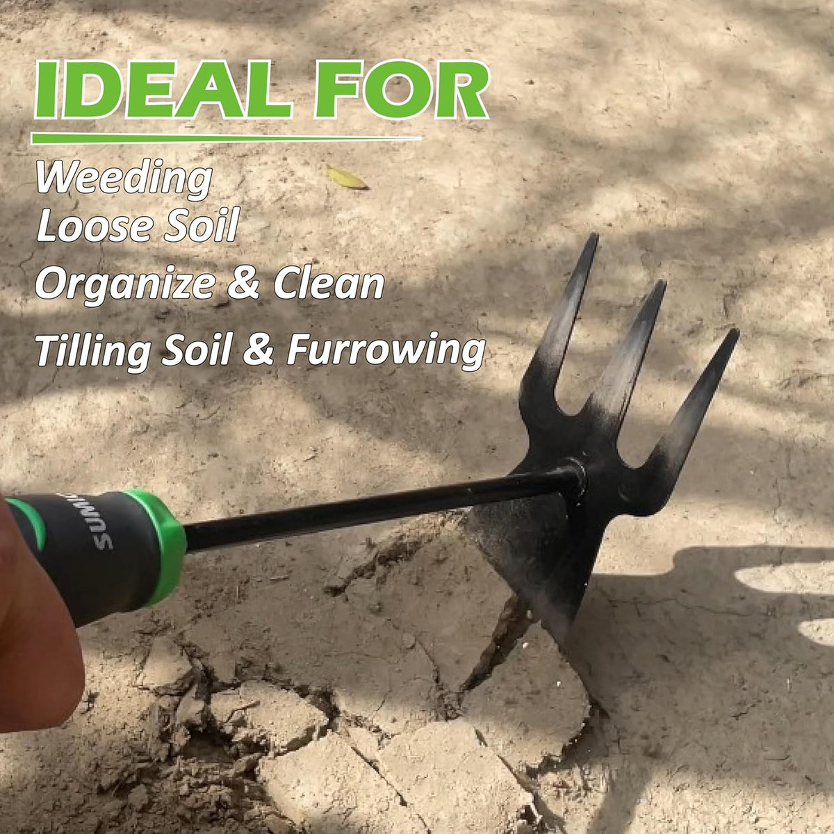 SUMIO 13.7" Alloy Steel Hoe and Cultivator - Lightweight Hand Tiller for Weeding, Digging