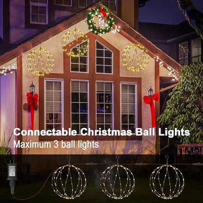 LIGHTSHARE 248LED 12IN+16IN+20IN Light Ball Yard Decoration Pathway Lights Brown Sphere Light Fold