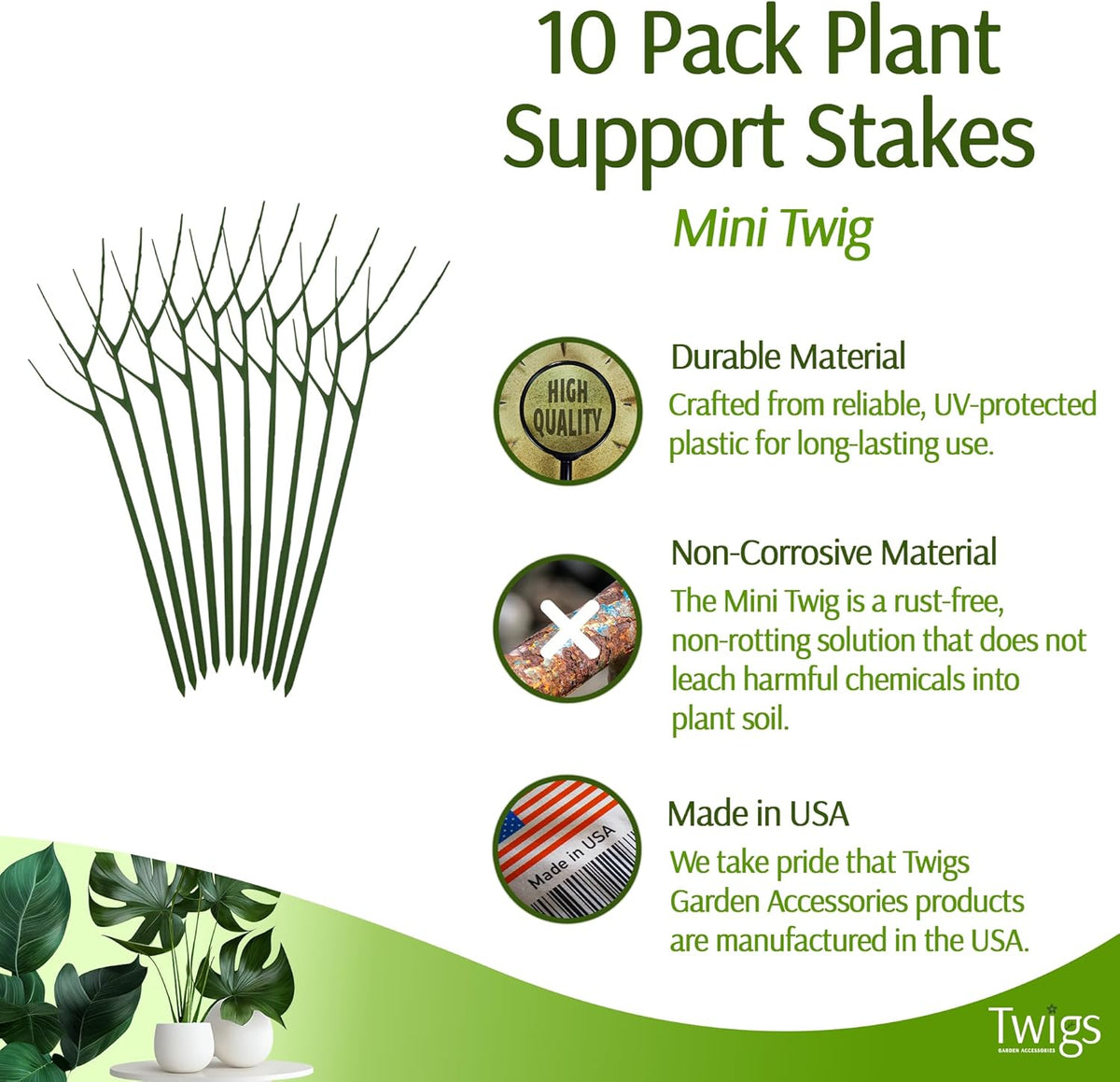 Twigs - Monstera Plant Support Stakes for Indoor & Outdoor Plants, Gardening Supplies, Garden