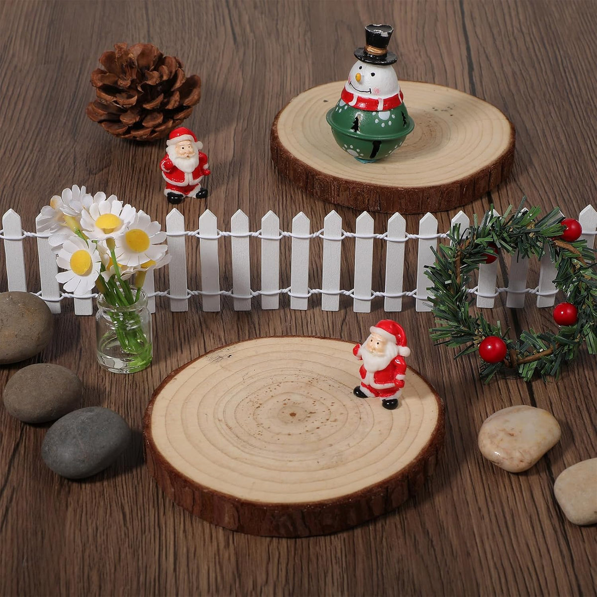 2pcs Mini Picket Fence, 34in Long Wooden Decorative Picket, Micro Landscape Little Ornaments for