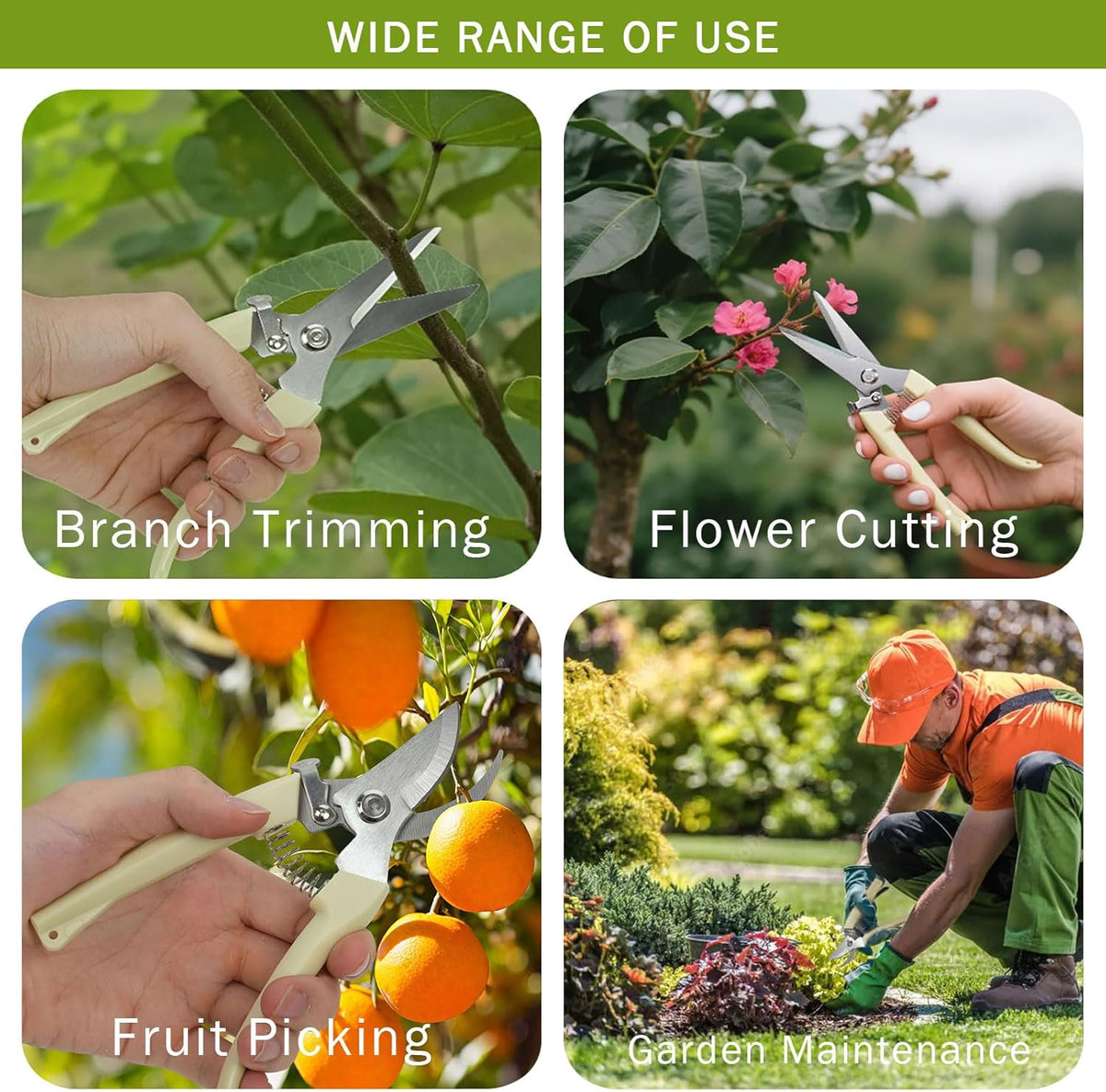 2Pcs Professional Pruning Shears (Include 1 Bypass Pruning Shears and 1 Straight Blade Garden