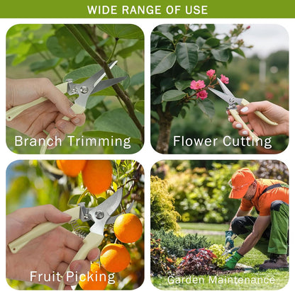2Pcs Professional Pruning Shears (Include 1 Bypass Pruning Shears and 1 Straight Blade Garden