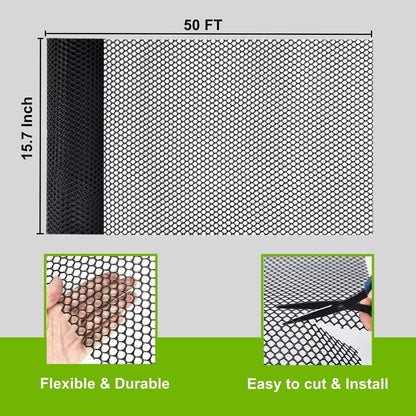 Plastic Wire Mesh Fence Roll, GENNIZZ 15.7IN x 50FT Plastic Chicken Wire Mesh, Garden Netting