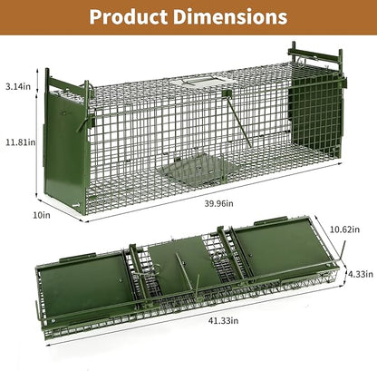 40” 2 Door Live Animal Trap, Easy Set and Release Animal Trap, Live Animal Trap Cage for catching