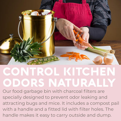 EPICA Countertop Compost Bin Kitchen | 1.3 Gallon | Odorless Composting Bin with Carbon Filters |