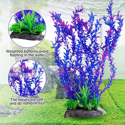 Hamiledyi Aquarium Plastic Plants Aquarium Decor Artificial Fish Tank Plants,Tall Fish Tank