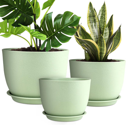 Plant Pots 12/10/9 inch Set of 3, Flower Pots with Multi Mesh Drainage Holes, Large Planters for