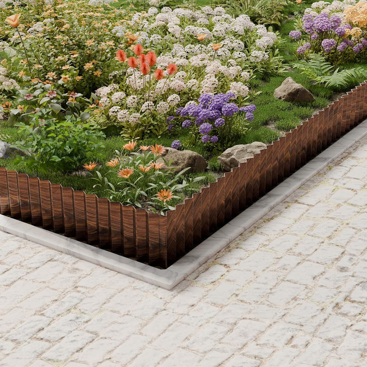 SnugNiture Corrugated Metal Garden Edging,6" x 50' Sturdy Lawn Edging Border,Landscape Edging