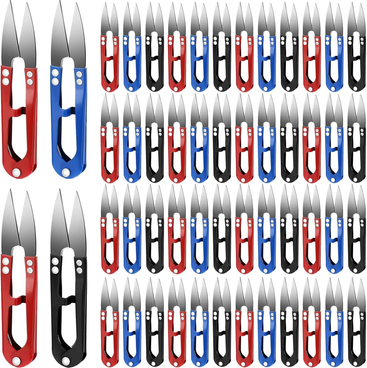 Therwen 48 Pcs 4 Inch Bonsai Pruning Scissors Thread Snips Mini Sewing Scissors U Shaped Bulk Bud