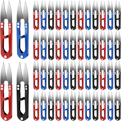 Therwen 48 Pcs 4 Inch Bonsai Pruning Scissors Thread Snips Mini Sewing Scissors U Shaped Bulk Bud