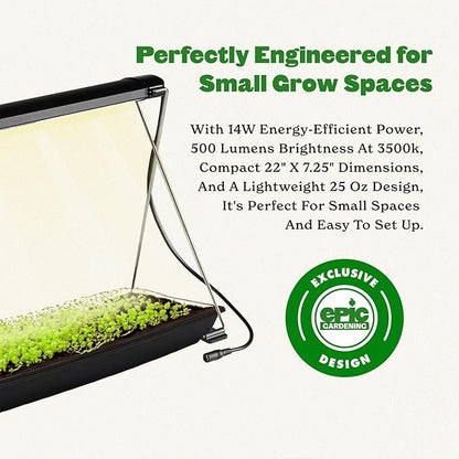 Epic Gardening Seed Starting Grow Light – Full-Spectrum LED with Adjustable Height for Indoor