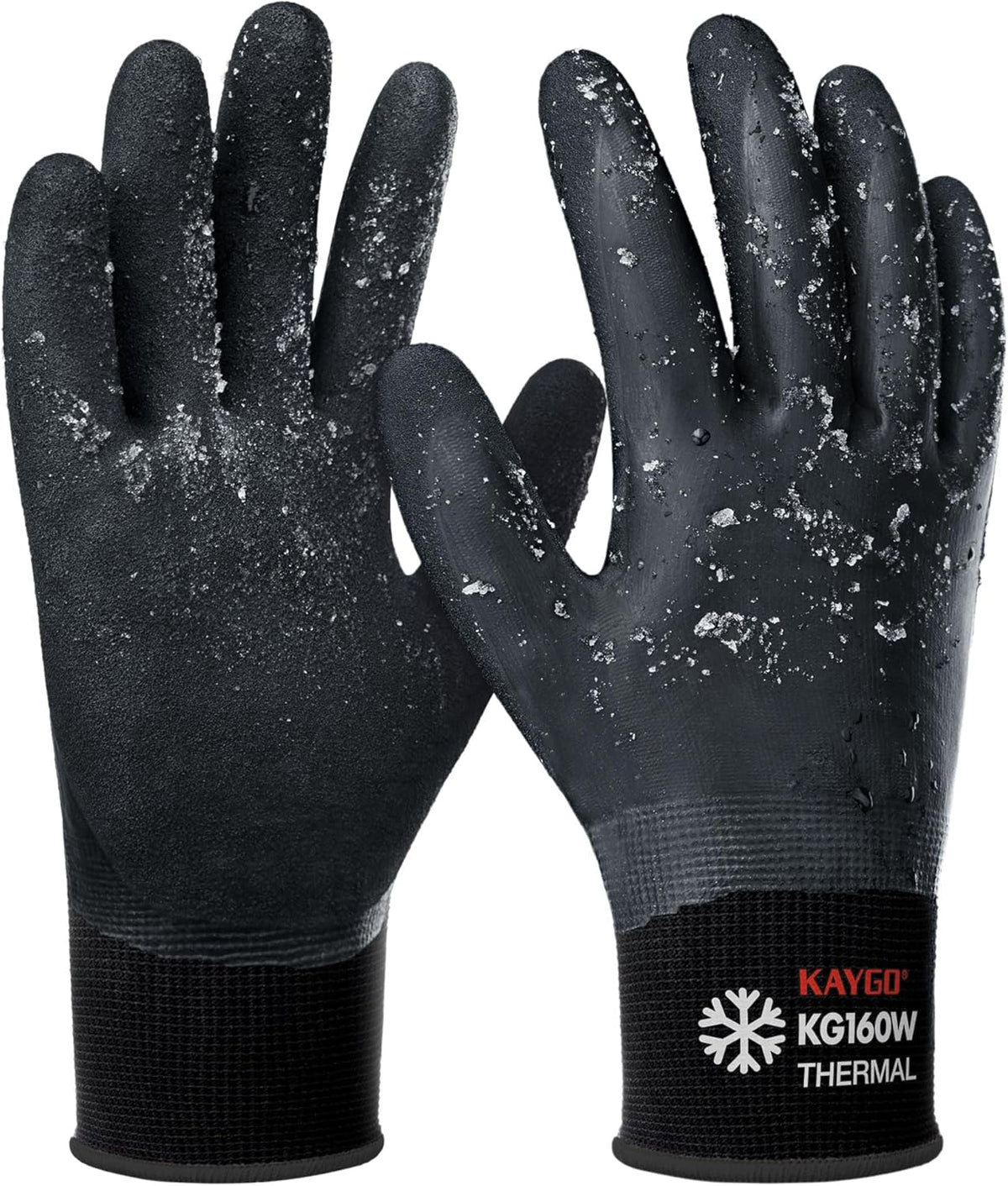 KAYGO Winter Waterproof Work Gloves for Men and Women, Thermal Insulated Freezer Rubber Coated