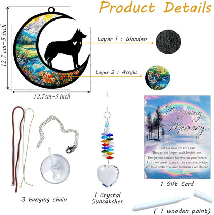 Husky Suncatcher, Personalized Pet Loss Gift with Name & Date, Heart-Shaped Crystal Sun Catcher