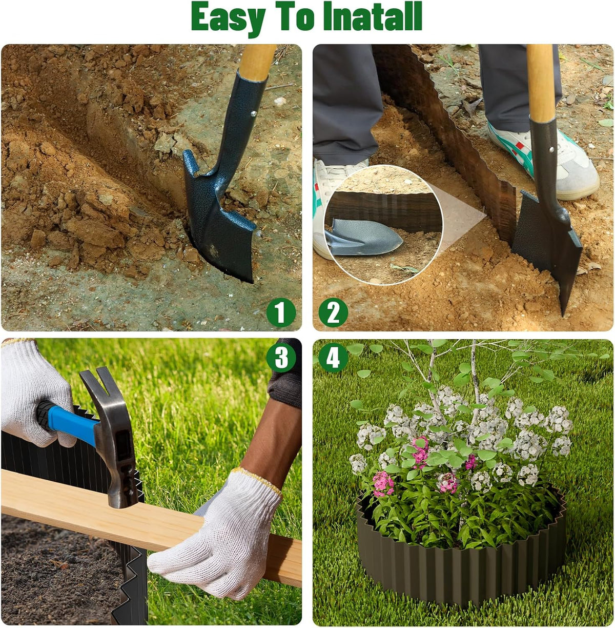 SnugNiture Corrugated Metal Garden Edging,6" x 50' Sturdy Lawn Edging Border,Landscape Edging