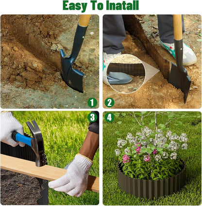 SnugNiture Corrugated Metal Garden Edging,6" x 50' Sturdy Lawn Edging Border,Landscape Edging