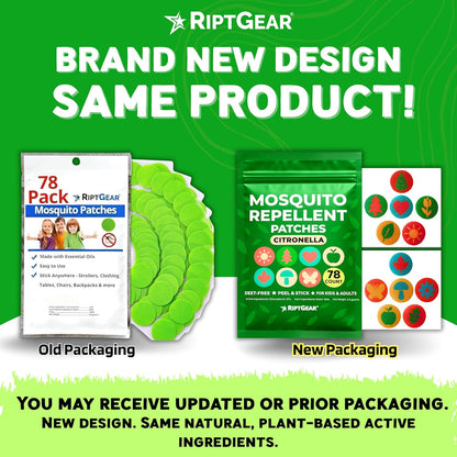 RiptGear Mosquito Patches - 78 Pack of Bug Stickers for Kids and Adults, Natural Citronella Patch