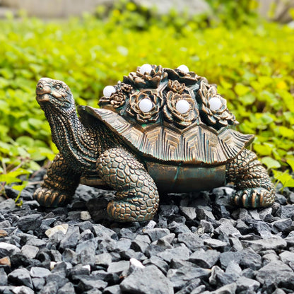 Outdoor Solar Turtle Decor - Resin Succulent Planter with Waterproof LED Shell, Unique Garden Gift