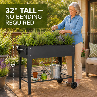 LEETOLLA Elevate 32" Raised Garden Bed with Wheels