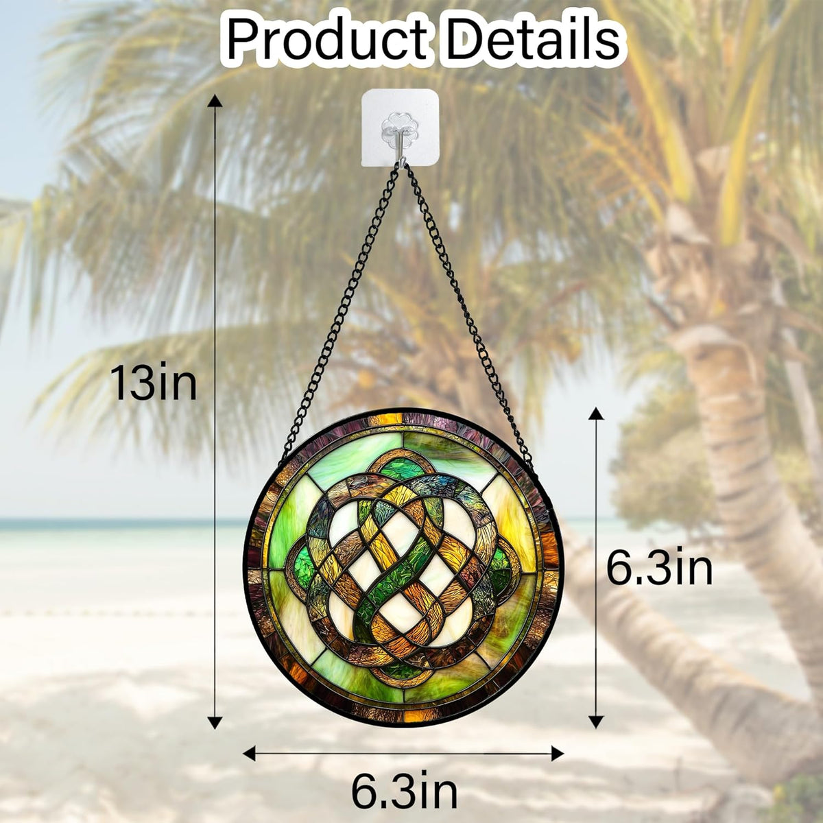 Stained Glass Window Hanging, Tiffany Abstract Totem Sun Catchers Colorful Glass Panel Bless