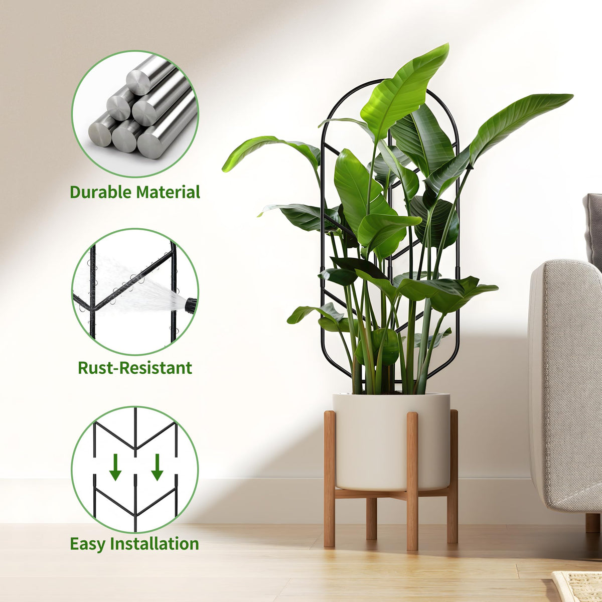 2 Pack 30'' Large Metal Plant Trellis for Climbing Plants, Tall Plant Support for Indoor & Outdoor