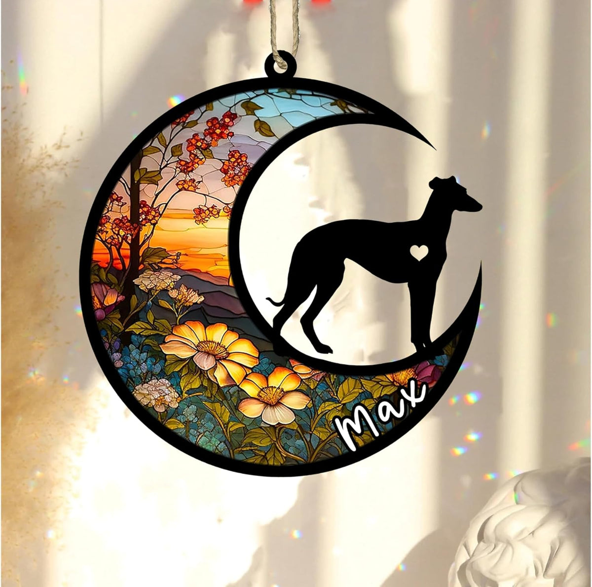Personalized Dog Memorial, Custom Name Whippet Dog Christmas Ornament with Name, Custom Breeds, Pet