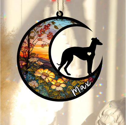 Personalized Dog Memorial, Custom Name Whippet Dog Christmas Ornament with Name, Custom Breeds, Pet