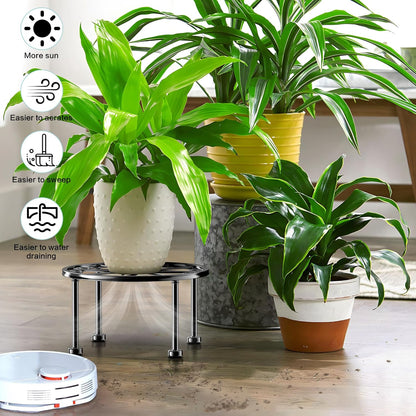 Garden Gifts Plant Lovers Gifts 3 Packs Black Metal Plant Stand with Anti-Slip Base Rustproof Heavy