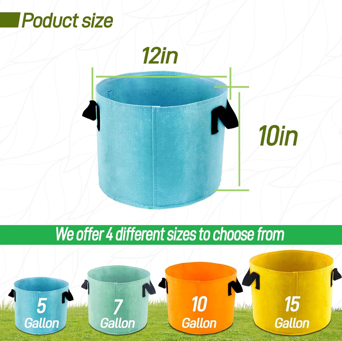 5-Gallon Fabric Grow Bags (7 Pack of Mix Colors) with Handles for Potato Tomato Flower and