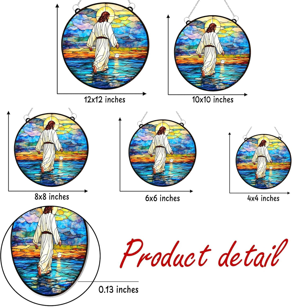 Christian Cross Acrylic Suncatcher Stained Glass Effect Memorial Window Car Hanging Christmas