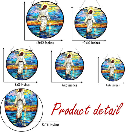 Christian Cross Acrylic Suncatcher Stained Glass Effect Memorial Window Car Hanging Christmas
