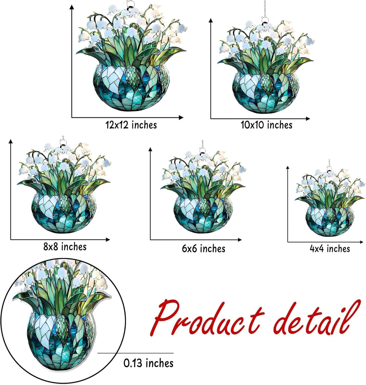 Lily of The Valley Acrylic Suncatcher Stained Glass Effect Window Car Hanging Christmas Ornament