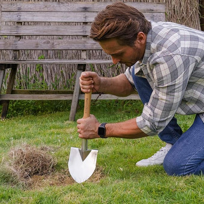Berry&Bird Short Hand Shovel, 19.8’’ Digging Trowel for Gardening with Wood Handle Stainless Steel