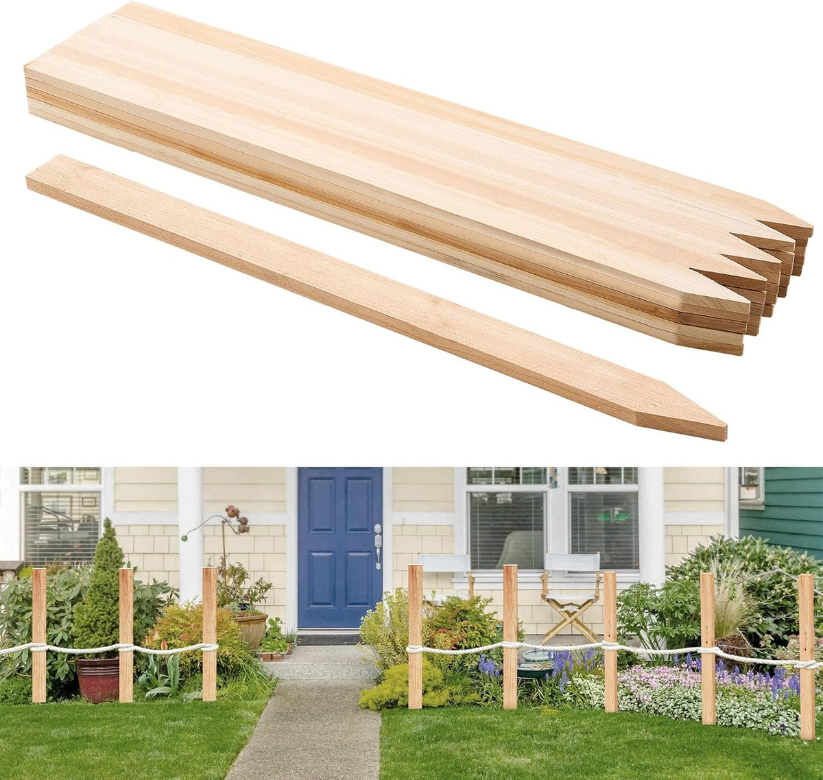 VEVOR Wooden Garden Stakes, 25 Pcs 36 x 0.5 x1.5 in Survey Grading Stakes, Garden Ground Stake with