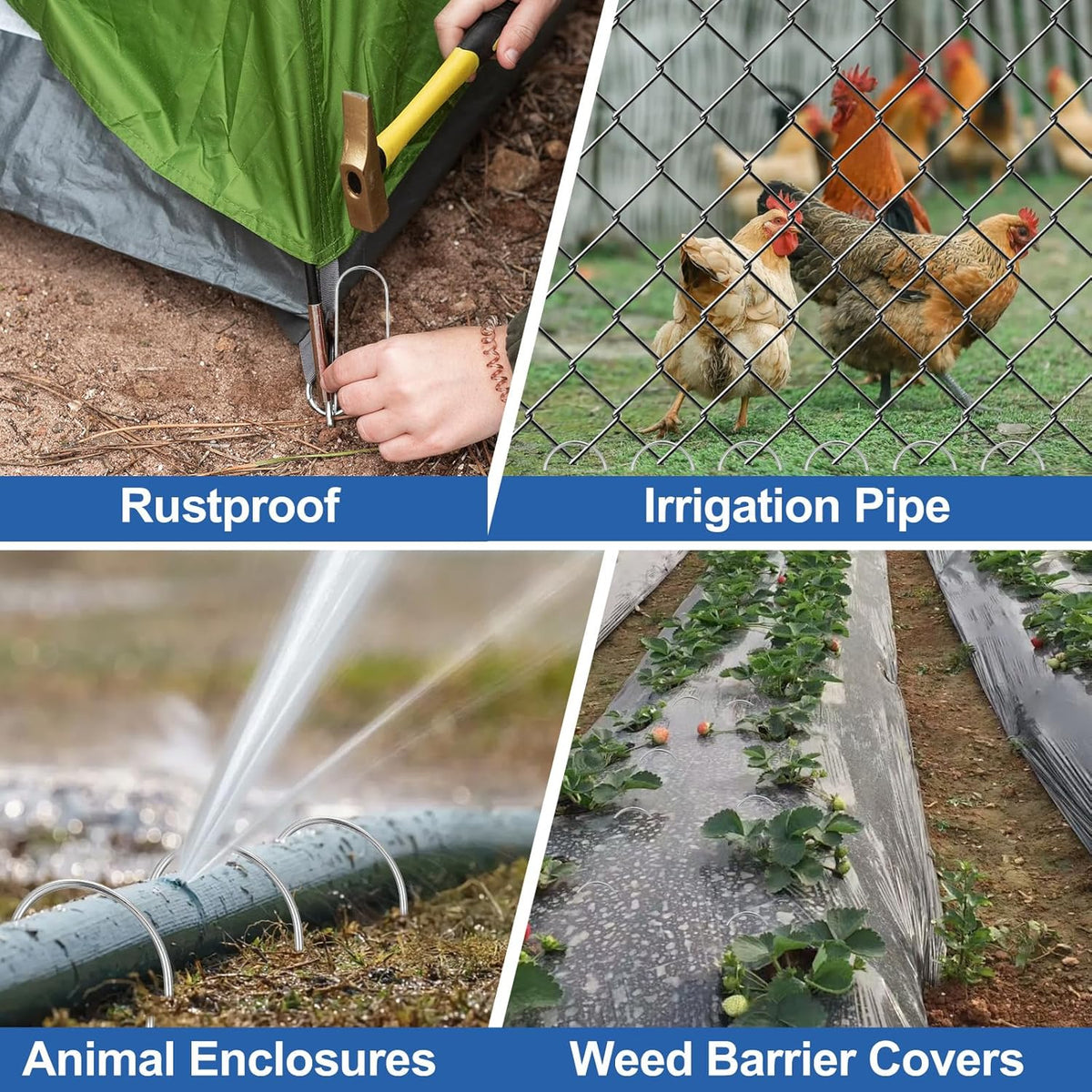 150 Pack U Shape Drip Irrigation Stakes, Heavy-Duty Garden Staples 6 Inch Galvanized Rust-Resistant