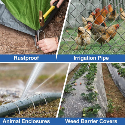 150 Pack U Shape Drip Irrigation Stakes, Heavy-Duty Garden Staples 6 Inch Galvanized Rust-Resistant