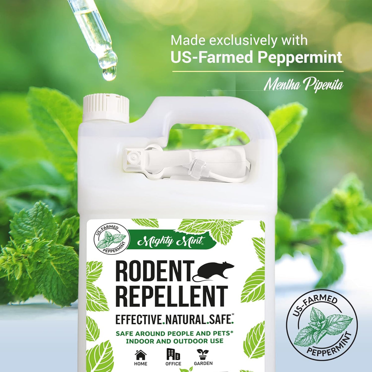 Mighty Mint Peppermint Oil Rodent Repellent Spray with Microfiber Cloth – Natural Indoor & Outdoor