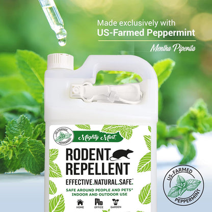 Mighty Mint Peppermint Oil Rodent Repellent Spray with Microfiber Cloth – Natural Indoor & Outdoor