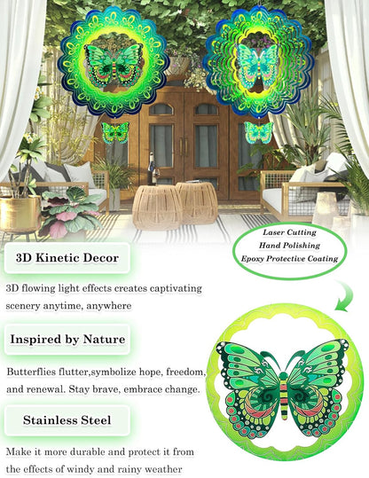 Butterfly Wind Spinner-3D Metal Hanging Wind Spinners, Perfect Ornament Gifts for Women/Men, 12